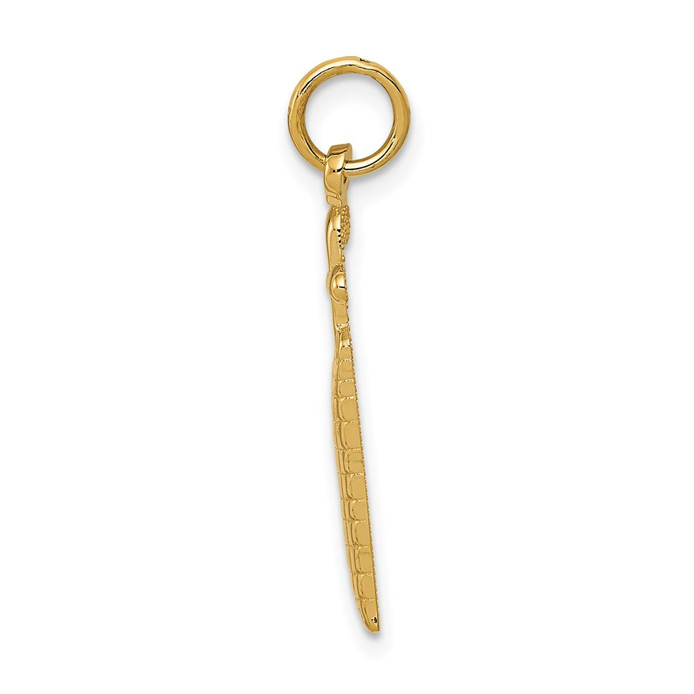 Alternate view of the 14k Yellow Gold Satin & Diamond Cut Golf Bag Pendant, 7 x 27mm by The Black Bow Jewelry Co.
