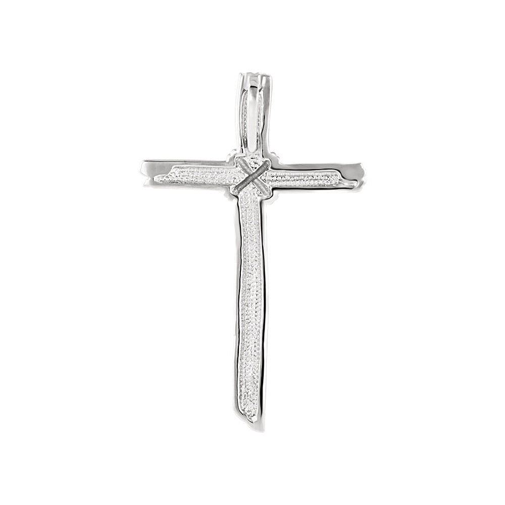 Alternate view of the 14k Gold or Sterling Silver Woodgrain Rope Cross Pendant, 32 x 51mm by The Black Bow Jewelry Co.