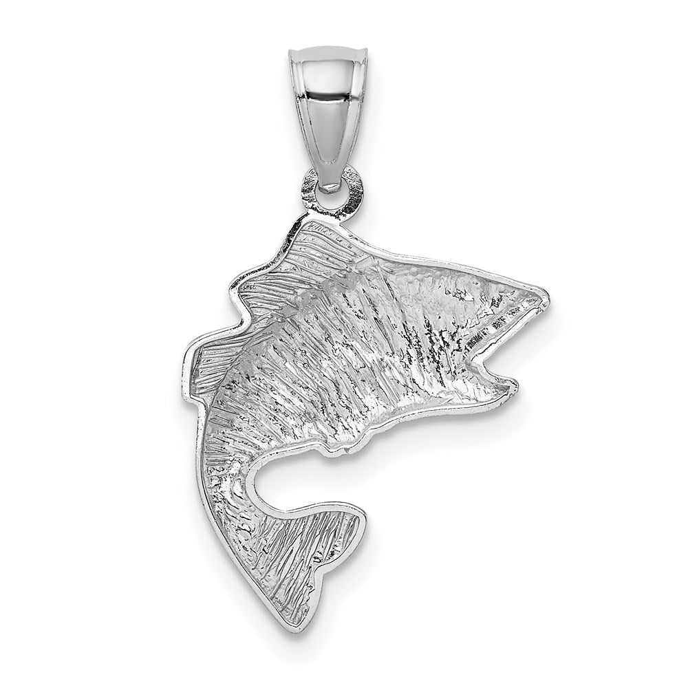 Alternate view of the 14k White Gold Bass Pendant, 17mm (5/8 inch) by The Black Bow Jewelry Co.