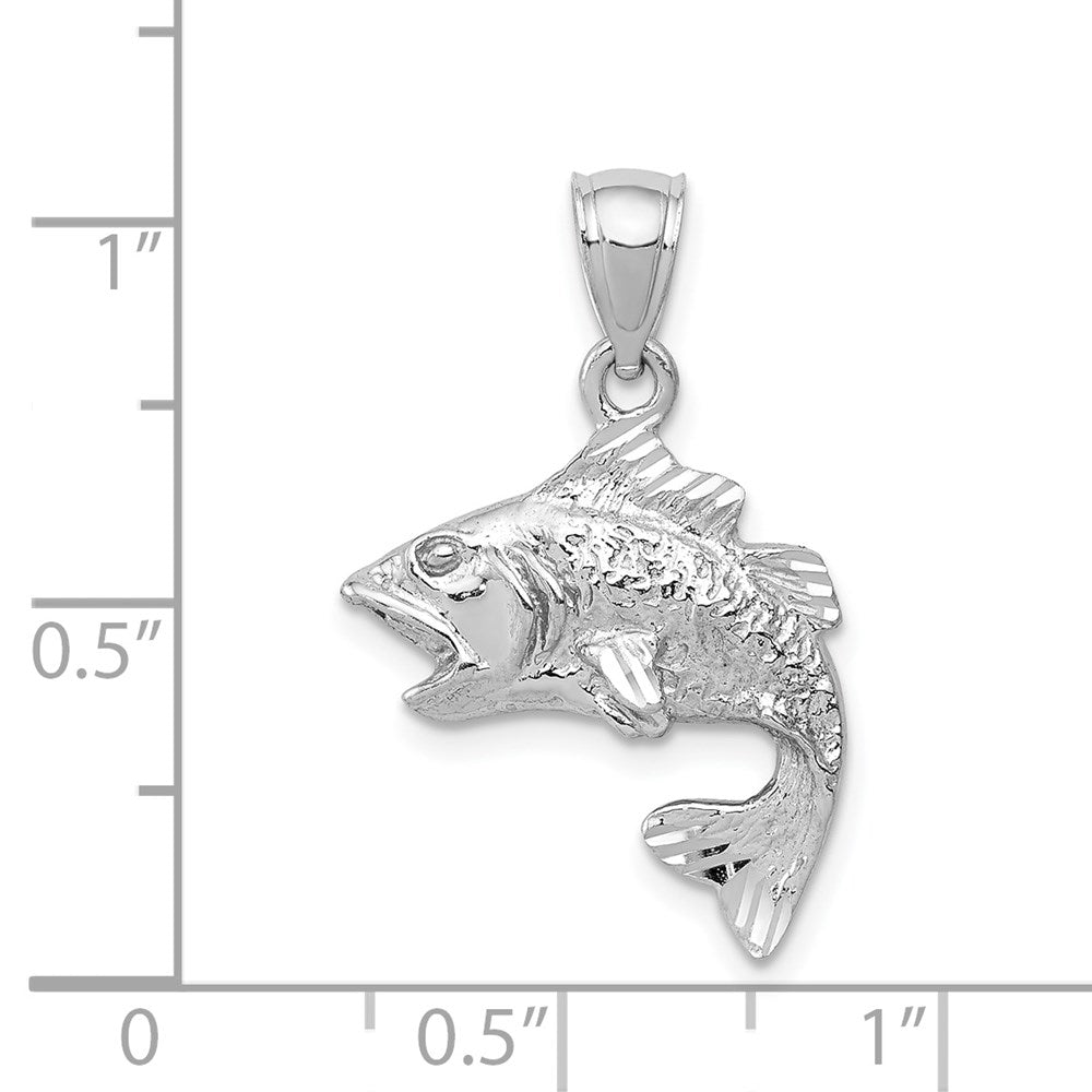 Alternate view of the 14k White Gold Bass Pendant, 17mm (5/8 inch) by The Black Bow Jewelry Co.