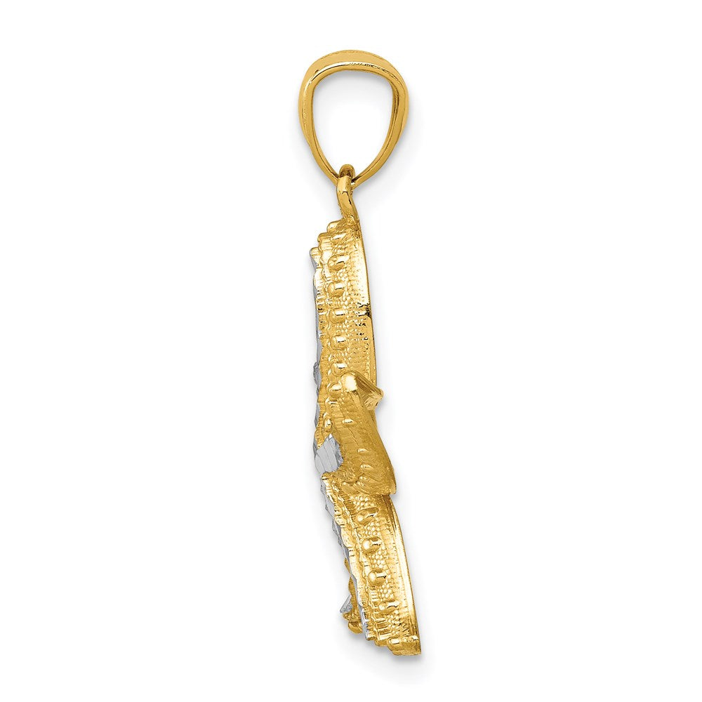 Alternate view of the 14k Yellow Gold and White Rhodium Starfish Pendant, 12mm or 19mm by The Black Bow Jewelry Co.