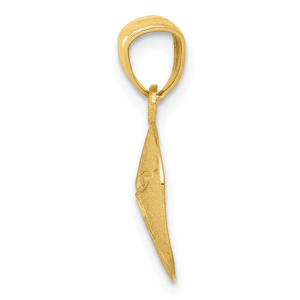 Alternate view of the 14k Yellow Gold Satin & Diamond-Cut Sand Dollar Pendant, 10mm by The Black Bow Jewelry Co.