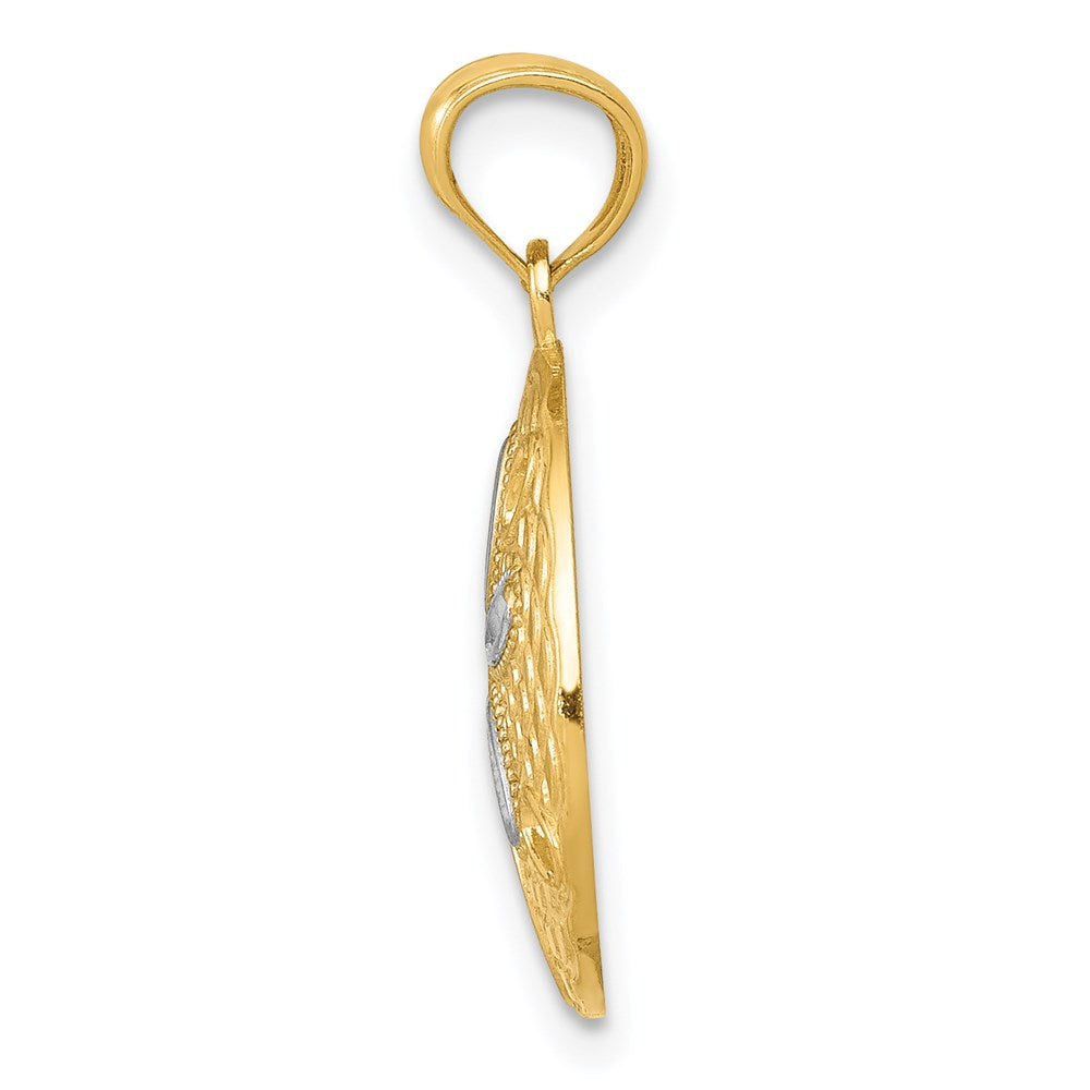 Alternate view of the 14k Yellow Gold and White Rhodium Sand Dollar Pendant, 15mm (9/16 In) by The Black Bow Jewelry Co.