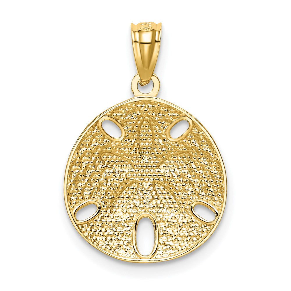 Alternate view of the 14k Yellow Gold and White Rhodium Sand Dollar Pendant, 15mm (9/16 In) by The Black Bow Jewelry Co.