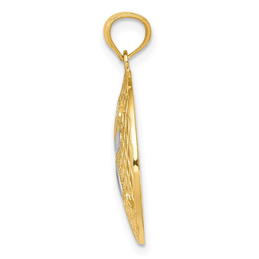 Alternate view of the 14k Yellow Gold and White Rhodium Sand Dollar Pendant, 15mm or 19mm by The Black Bow Jewelry Co.