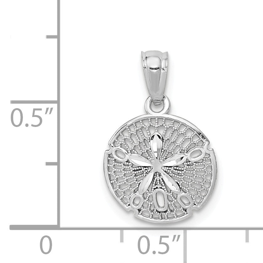 Alternate view of the 14k Yellow or White Gold Filigree Sand Dollar Pendant, 13mm (1/2 Inch) by The Black Bow Jewelry Co.