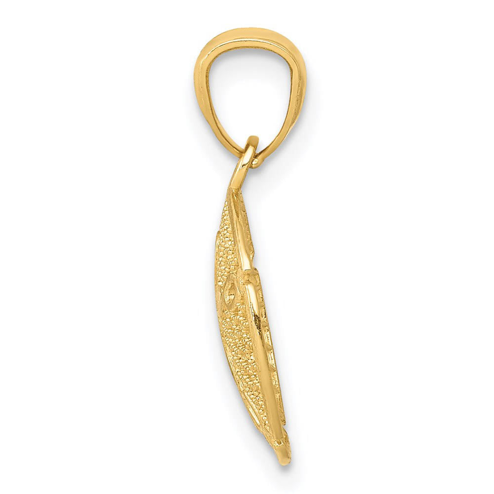 Alternate view of the 14k Yellow Gold Filigree Sand Dollar Pendant, 13mm (1/2 Inch) by The Black Bow Jewelry Co.