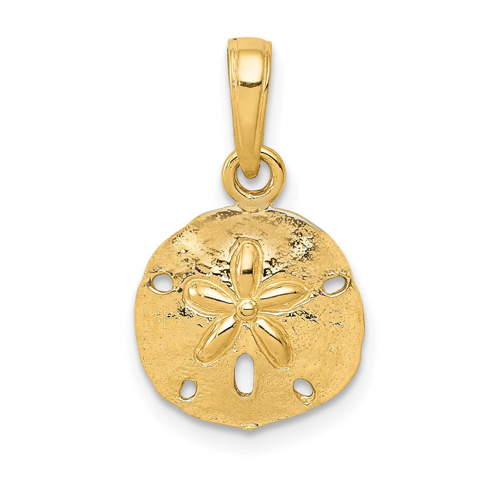 14k Yellow or White Gold Polished Sand Dollar Pendant, 13mm (1/2 Inch)