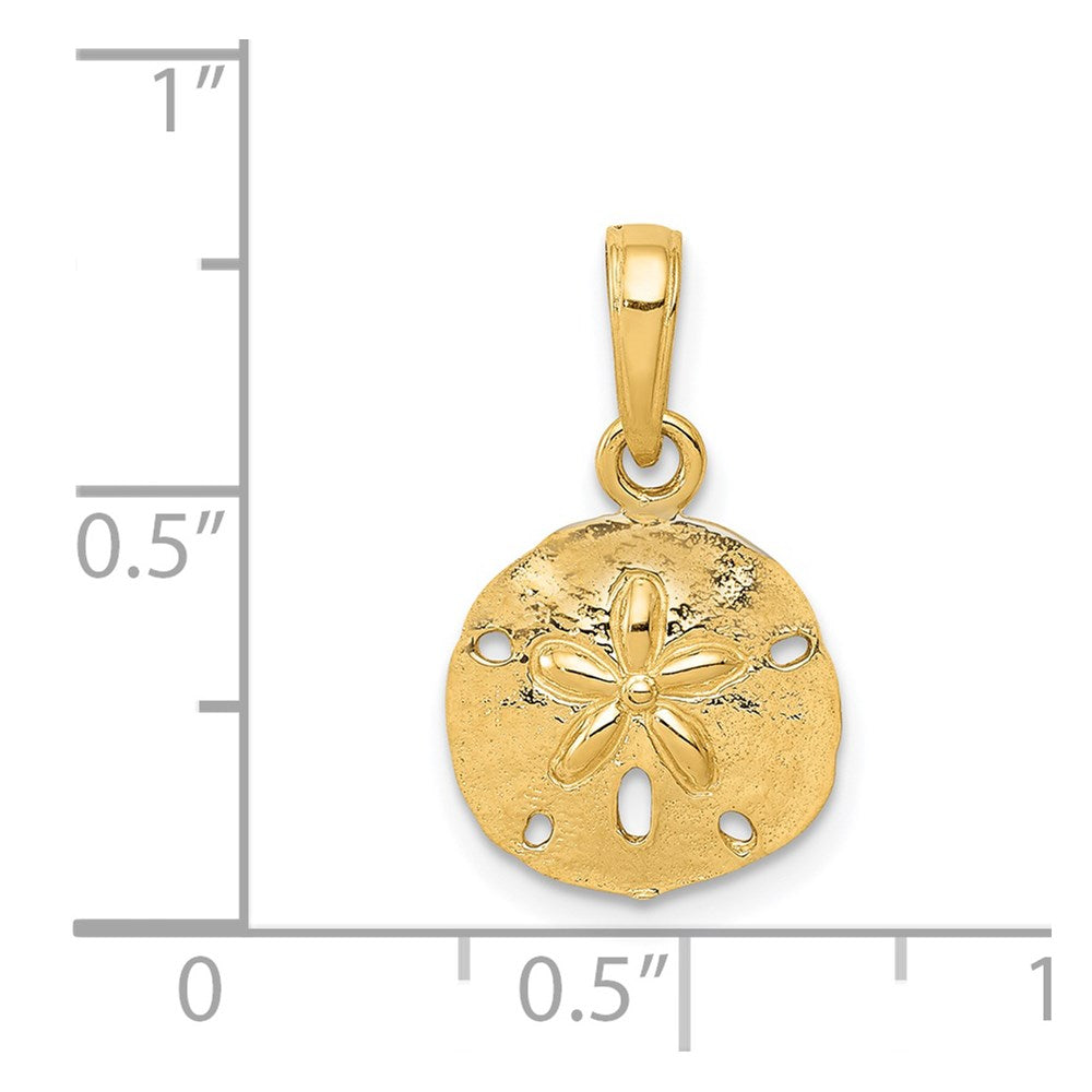 Alternate view of the 14k Yellow Gold Polished Sand Dollar Pendant, 13mm (1/2 Inch) by The Black Bow Jewelry Co.