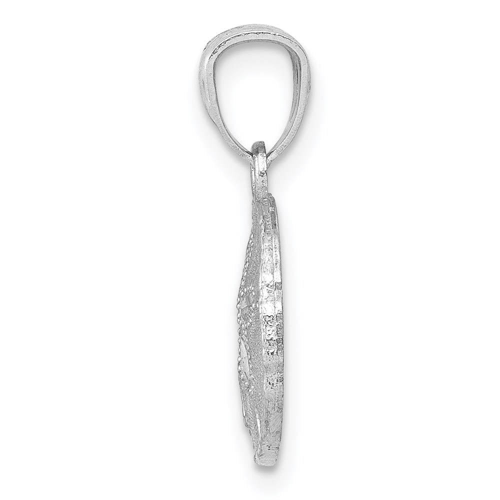 Alternate view of the 14k White Gold Textured Sand Dollar Pendant, 12mm (7/16 Inch) by The Black Bow Jewelry Co.