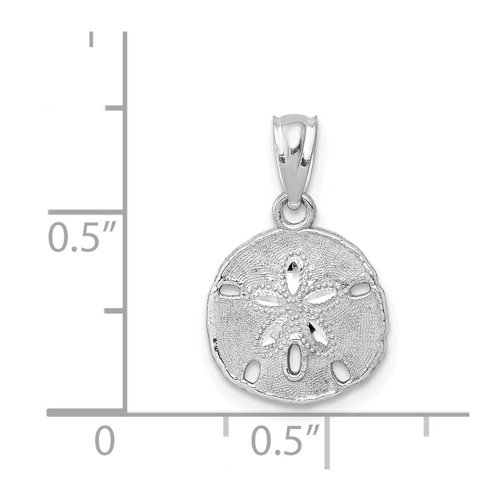 Alternate view of the 14k White Gold Textured Sand Dollar Pendant, 12mm (7/16 Inch) by The Black Bow Jewelry Co.