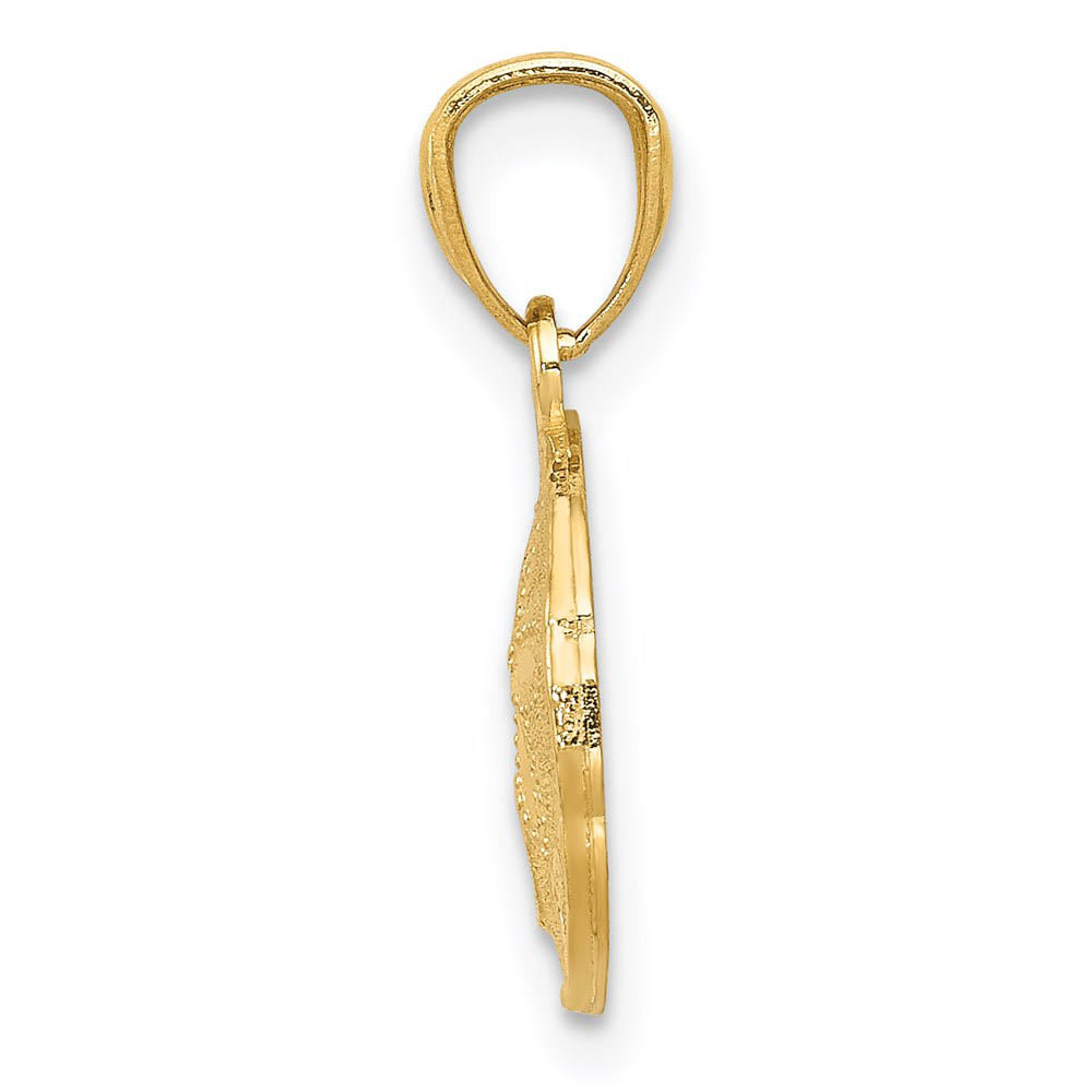 Alternate view of the 14k Yellow or White Gold Textured Sand Dollar Pendant, 12mm (7/16 In) by The Black Bow Jewelry Co.