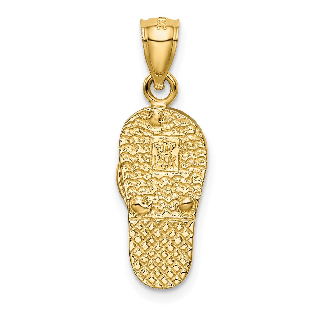 Alternate view of the 14k Yellow Gold and Created White or Blue Opal Flip Flop Pendant, 8mm by The Black Bow Jewelry Co.