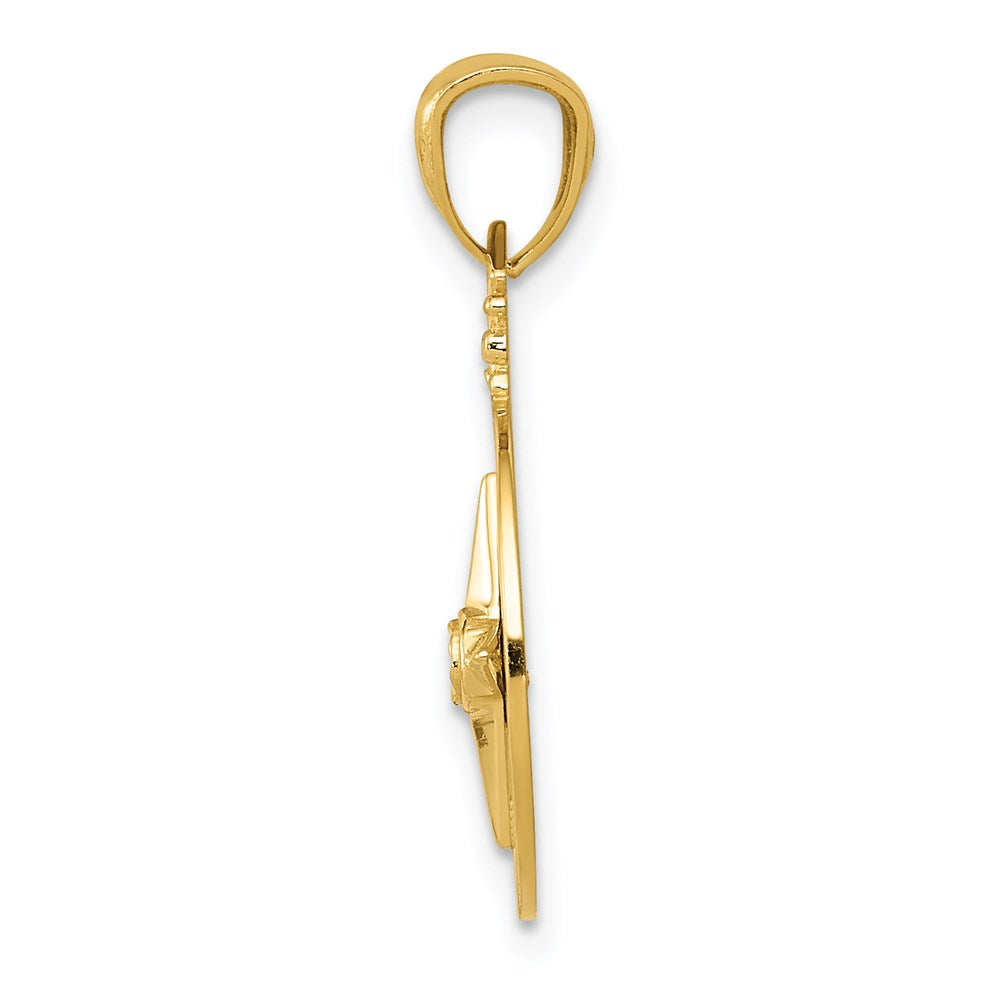 Alternate view of the 14k Yellow Gold Compass Pendant, 14mm (9/16 Inch) by The Black Bow Jewelry Co.