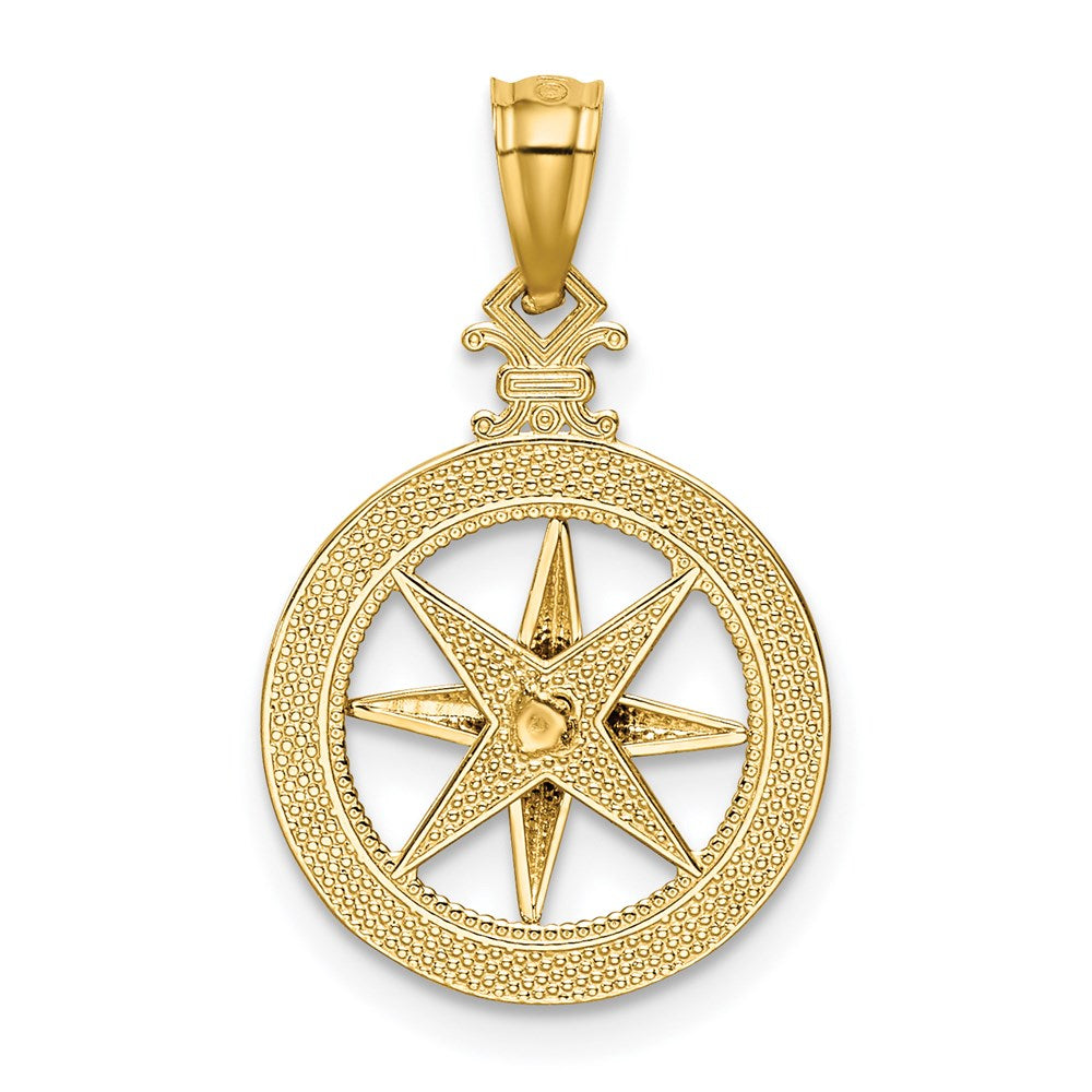 Alternate view of the 14k Yellow Gold Compass Pendant, 14mm (9/16 Inch) by The Black Bow Jewelry Co.