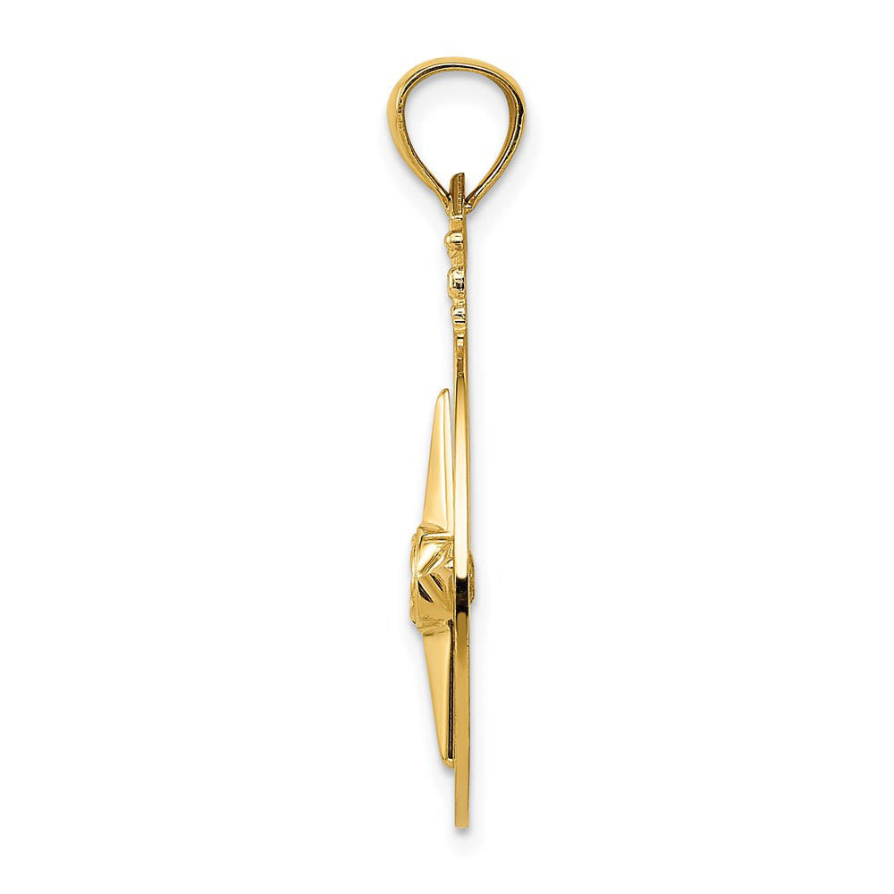 Alternate view of the 14k Yellow Gold Compass Pendant, 14mm, 20mm or 22mm by The Black Bow Jewelry Co.