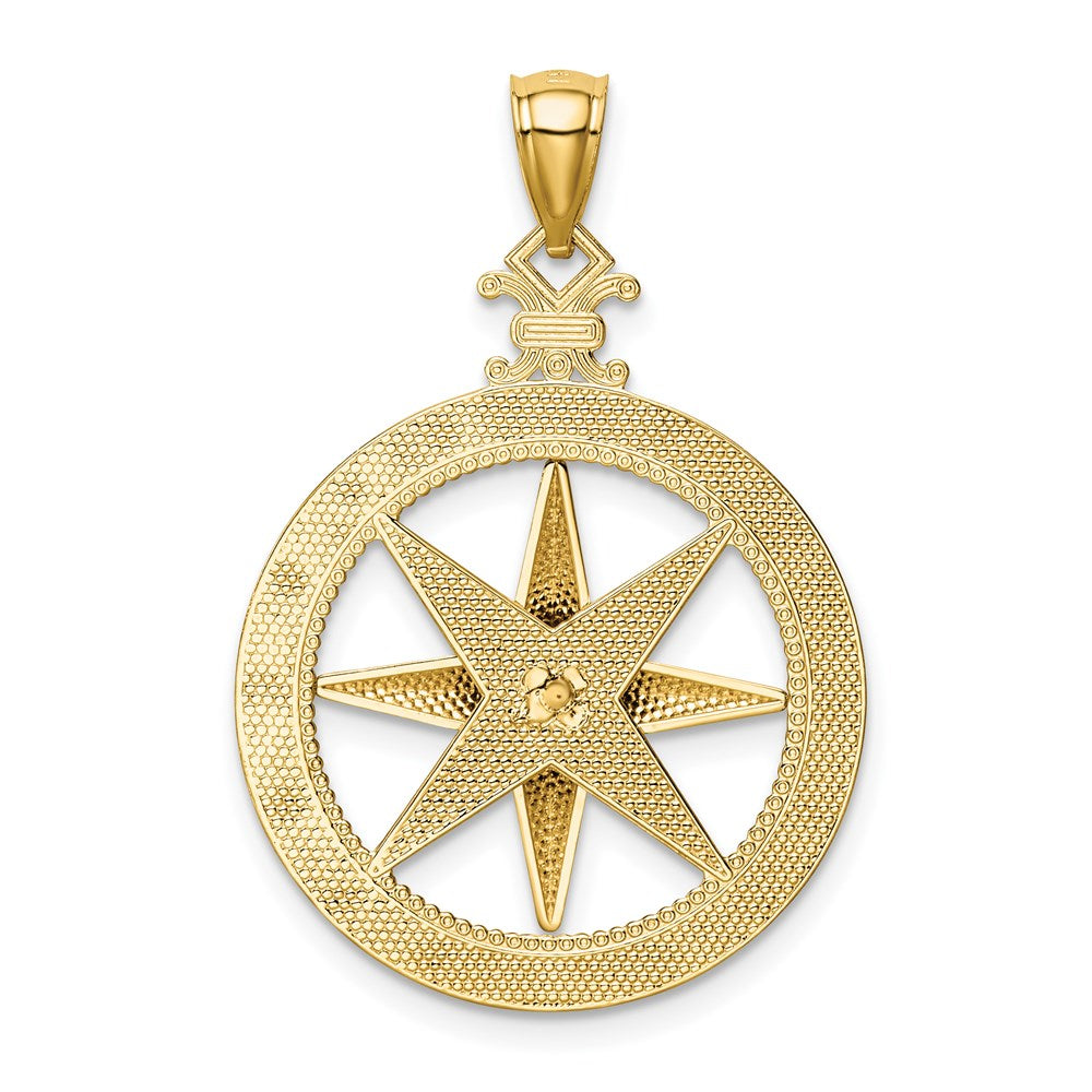 Alternate view of the 14k Yellow Gold Compass Pendant, 22mm (7/8 Inch) by The Black Bow Jewelry Co.