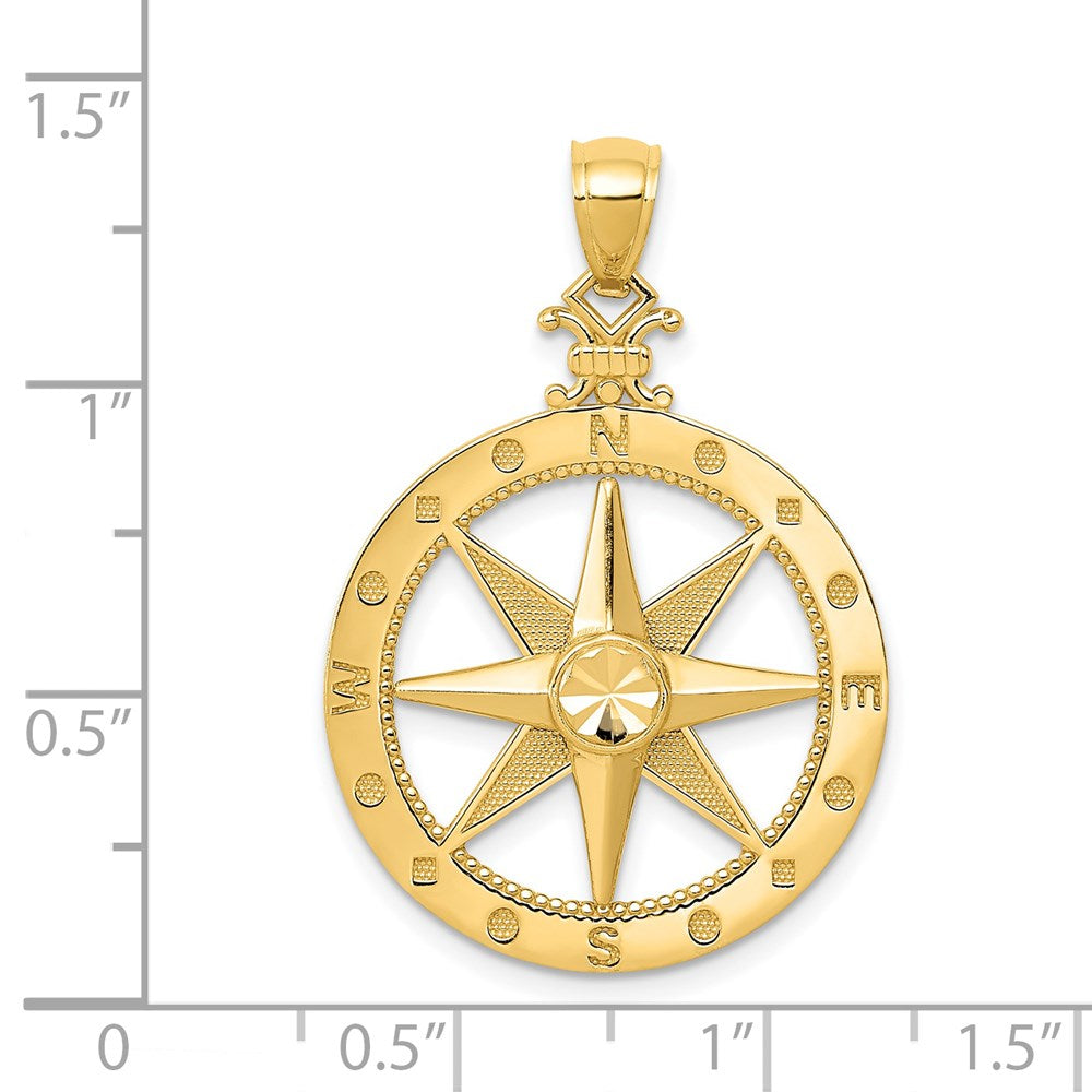 Alternate view of the 14k Yellow Gold Compass Pendant, 22mm (7/8 Inch) by The Black Bow Jewelry Co.