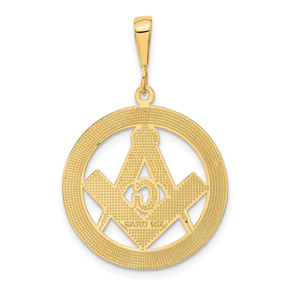 Alternate view of the 14k Yellow Gold Masonic Circle Pendant, 18mm or 23mm by The Black Bow Jewelry Co.
