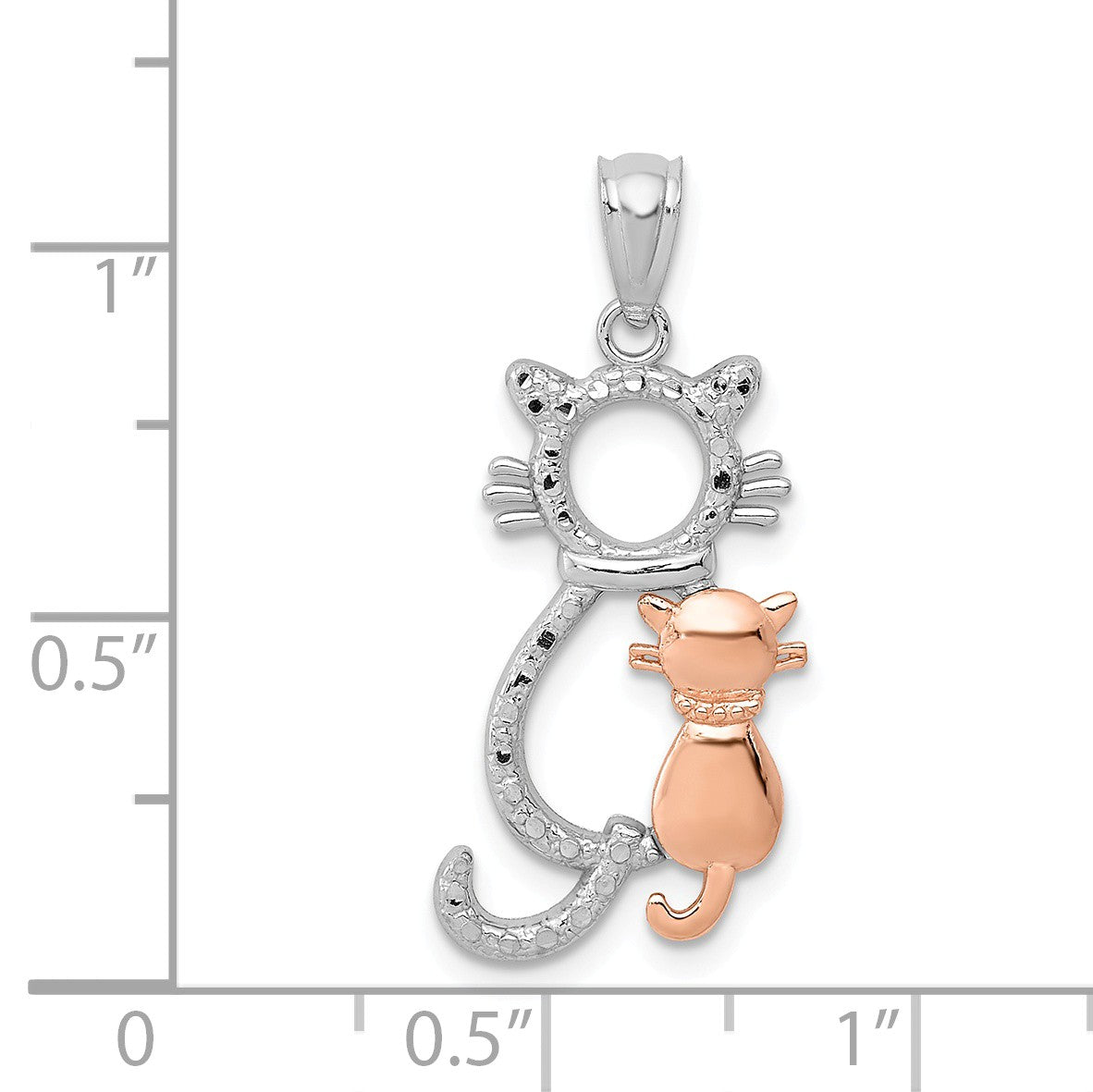 Alternate view of the 14k Yellow & Rose or White & Rose Gold Sitting Cats Pendant, 11 x 22mm by The Black Bow Jewelry Co.