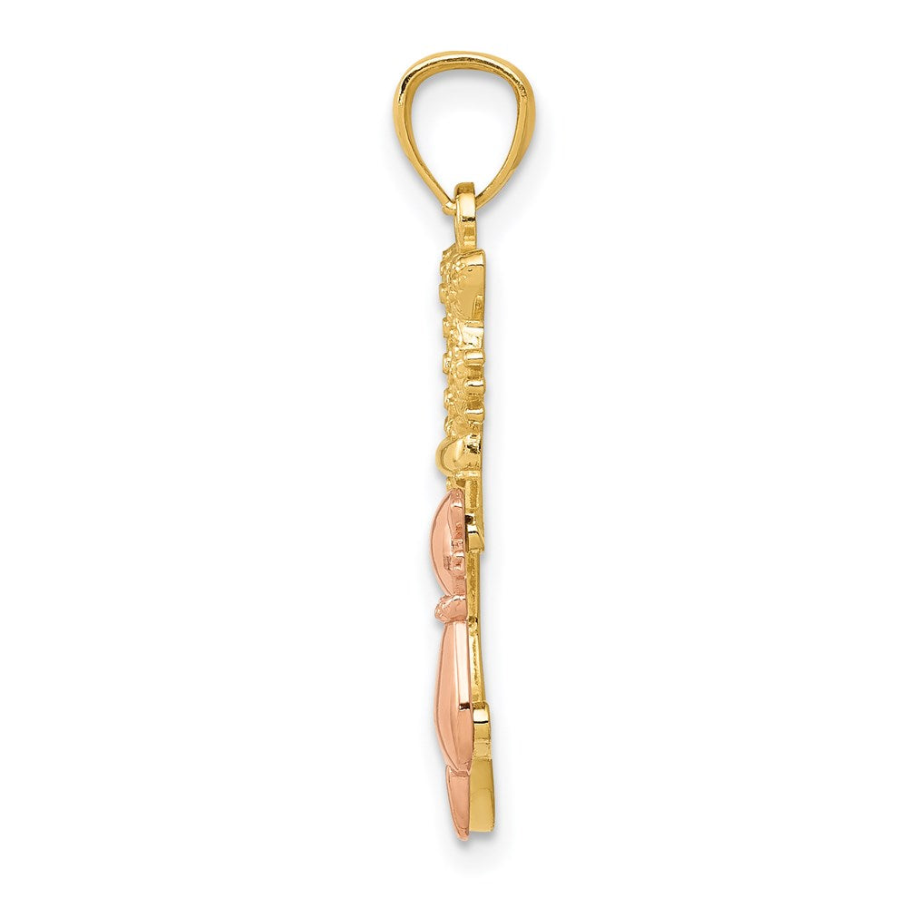 Alternate view of the 14k Yellow Gold and Rose Gold Sitting Cats Pendant, 11 x 22mm by The Black Bow Jewelry Co.