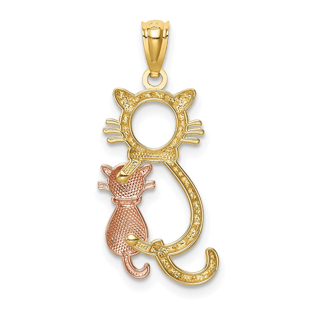 Alternate view of the 14k Yellow Gold and Rose Gold Sitting Cats Pendant, 11 x 22mm by The Black Bow Jewelry Co.