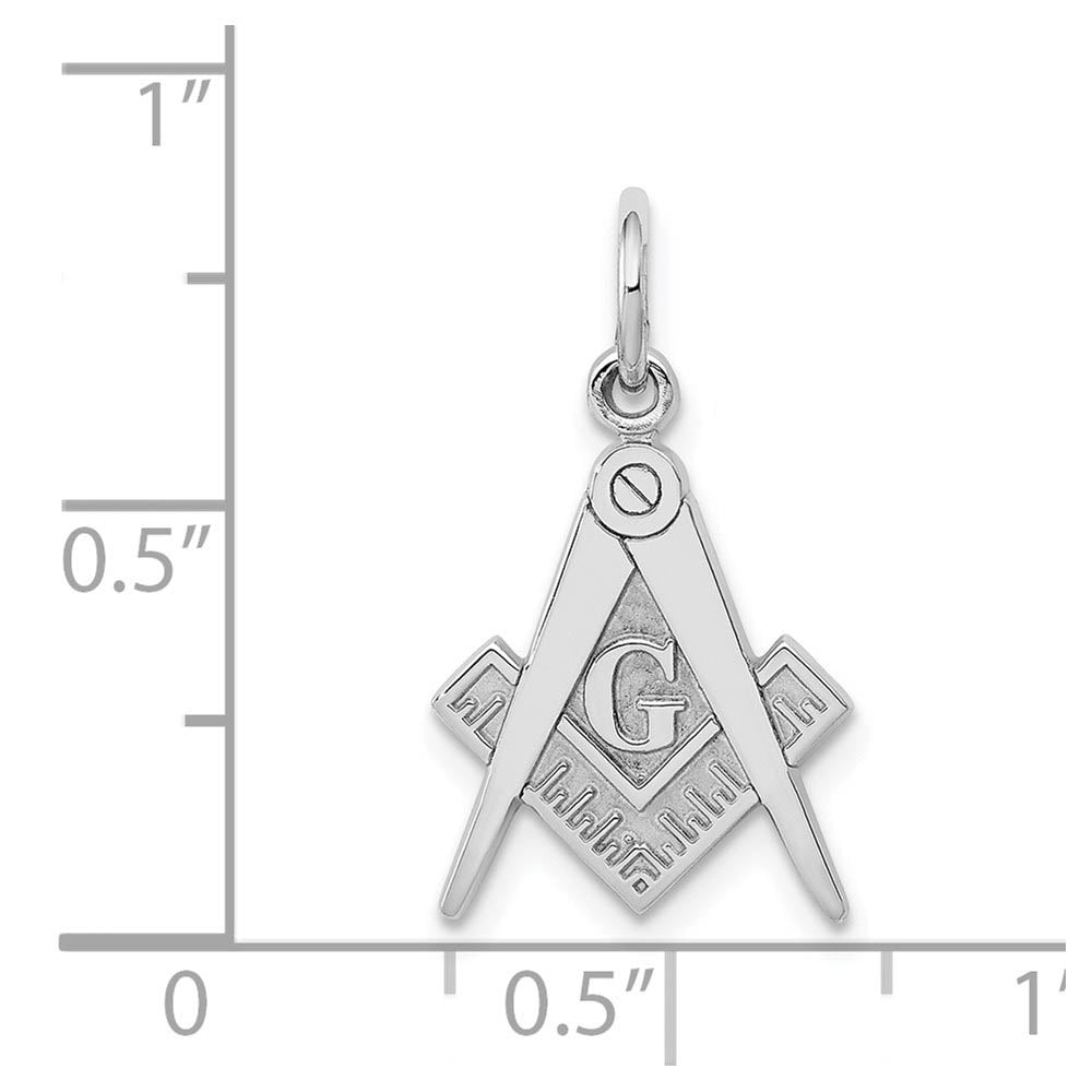 Alternate view of the 14k White Gold Masonic Symbol Charm or Pendant, 12mm (7/16 Inch) by The Black Bow Jewelry Co.
