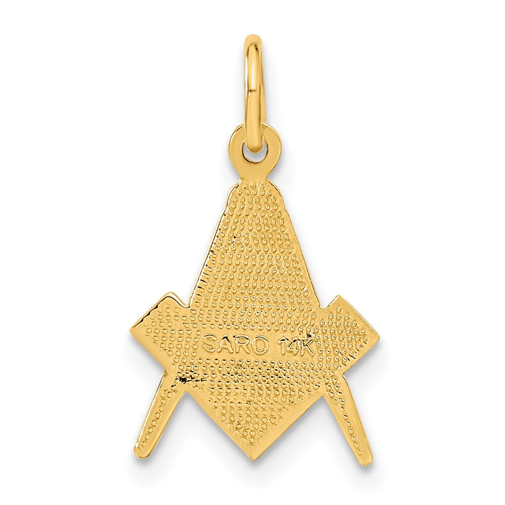 Alternate view of the 14k Yellow Gold Masonic Symbol Charm or Pendant, 12mm (7/16 Inch) by The Black Bow Jewelry Co.