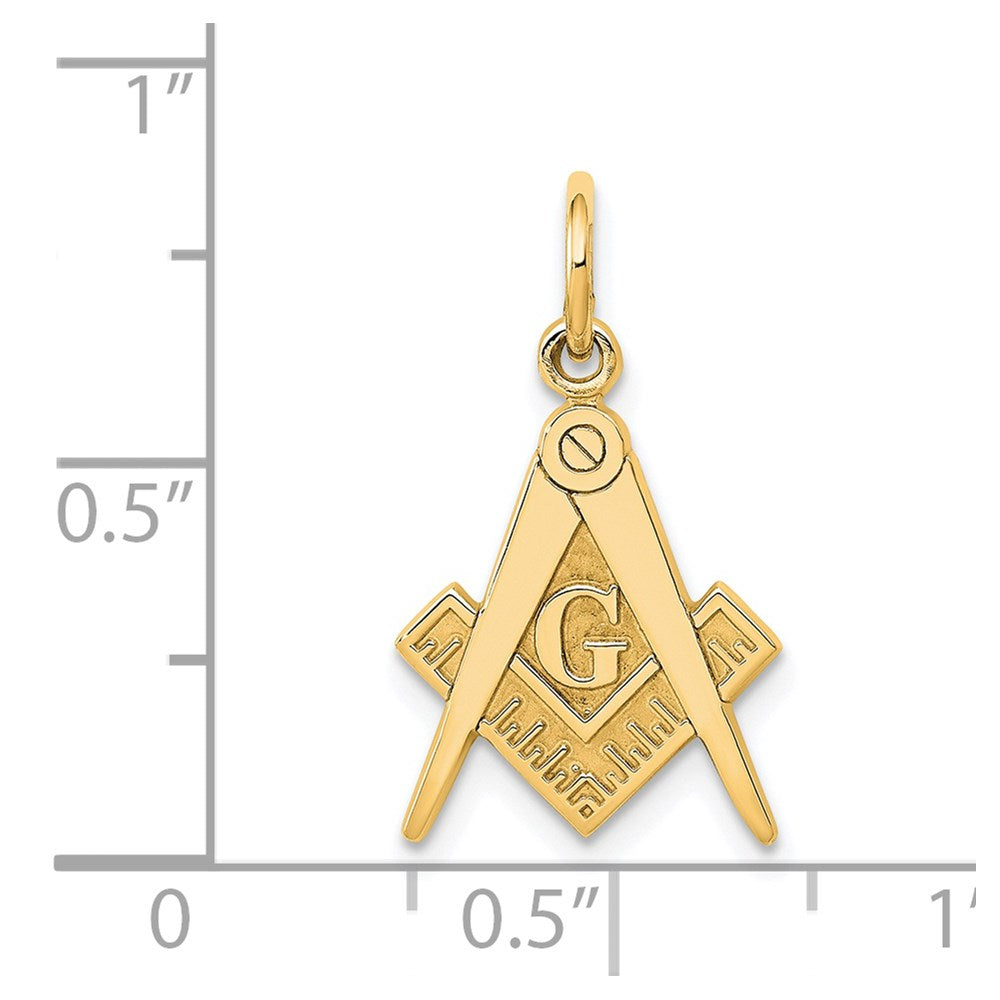 Alternate view of the 14k Yellow Gold Masonic Symbol Charm or Pendant, 12mm (7/16 Inch) by The Black Bow Jewelry Co.