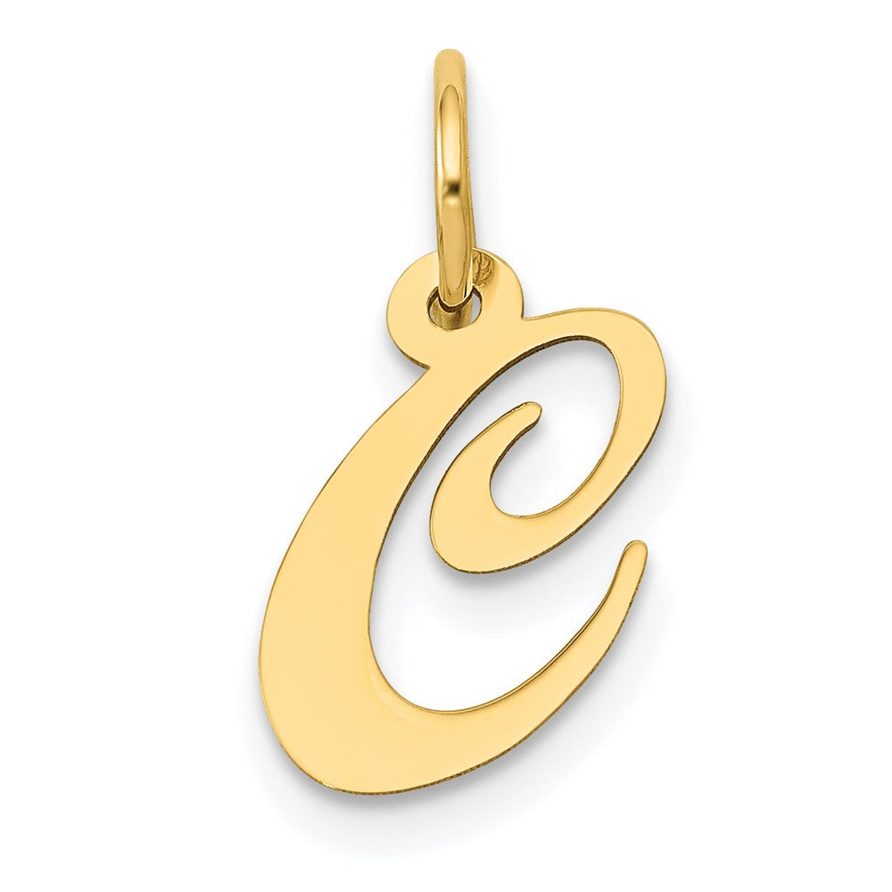 14k Yellow Gold, Ella Collection, Small Fancy Script Initial C Pendant, Item P26829-C by The Black Bow Jewelry Co.