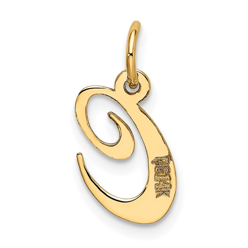Alternate view of the 14k Yellow Gold, Ella Collection, Small Fancy Script Initial C Pendant by The Black Bow Jewelry Co.