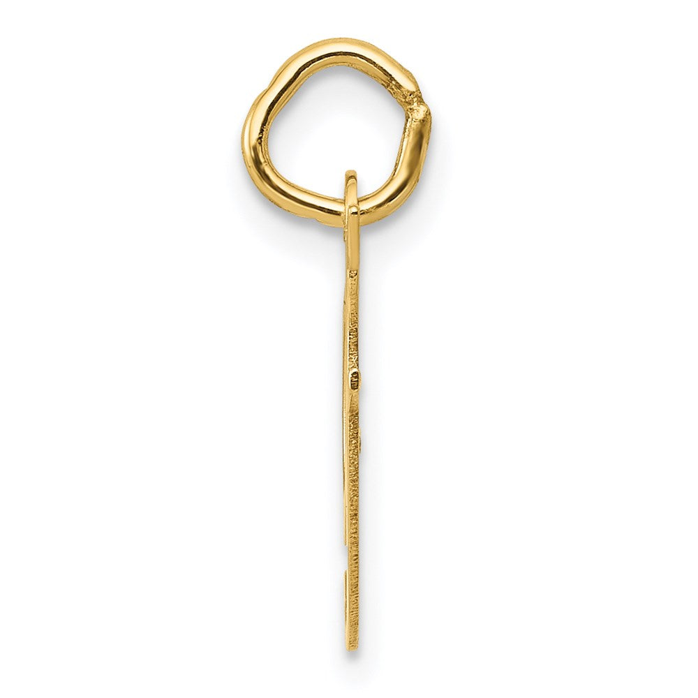 Alternate view of the 14k Yellow Gold, Ella Collection, Small Fancy Script Initial F Pendant by The Black Bow Jewelry Co.