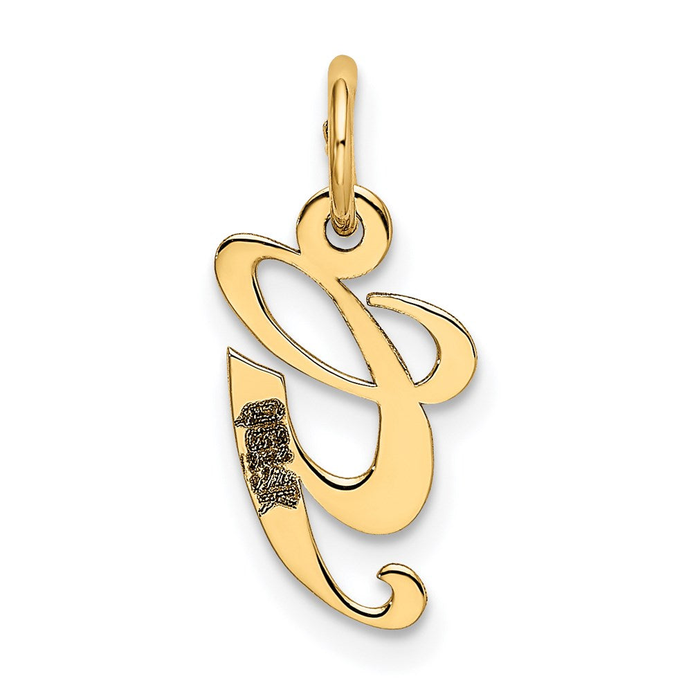 Alternate view of the 14k Yellow Gold, Ella Collection, Small Fancy Script Initial G Pendant by The Black Bow Jewelry Co.