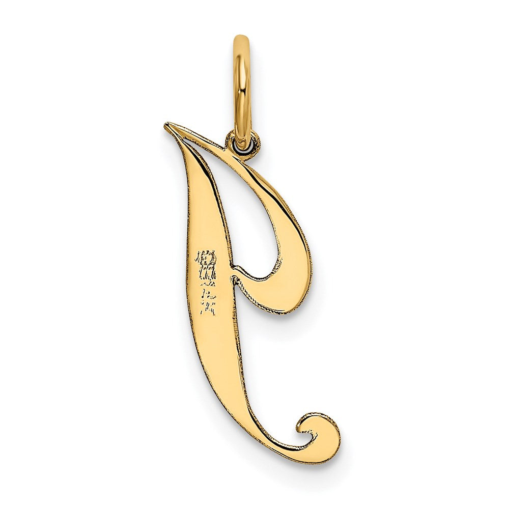 Alternate view of the 14k Yellow Gold, Ella Collection, Small Fancy Script Initial J Pendant by The Black Bow Jewelry Co.