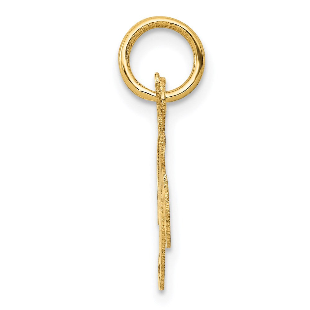 Alternate view of the 14k Yellow Gold, Ella Collection, Small Fancy Script Initial K Pendant by The Black Bow Jewelry Co.