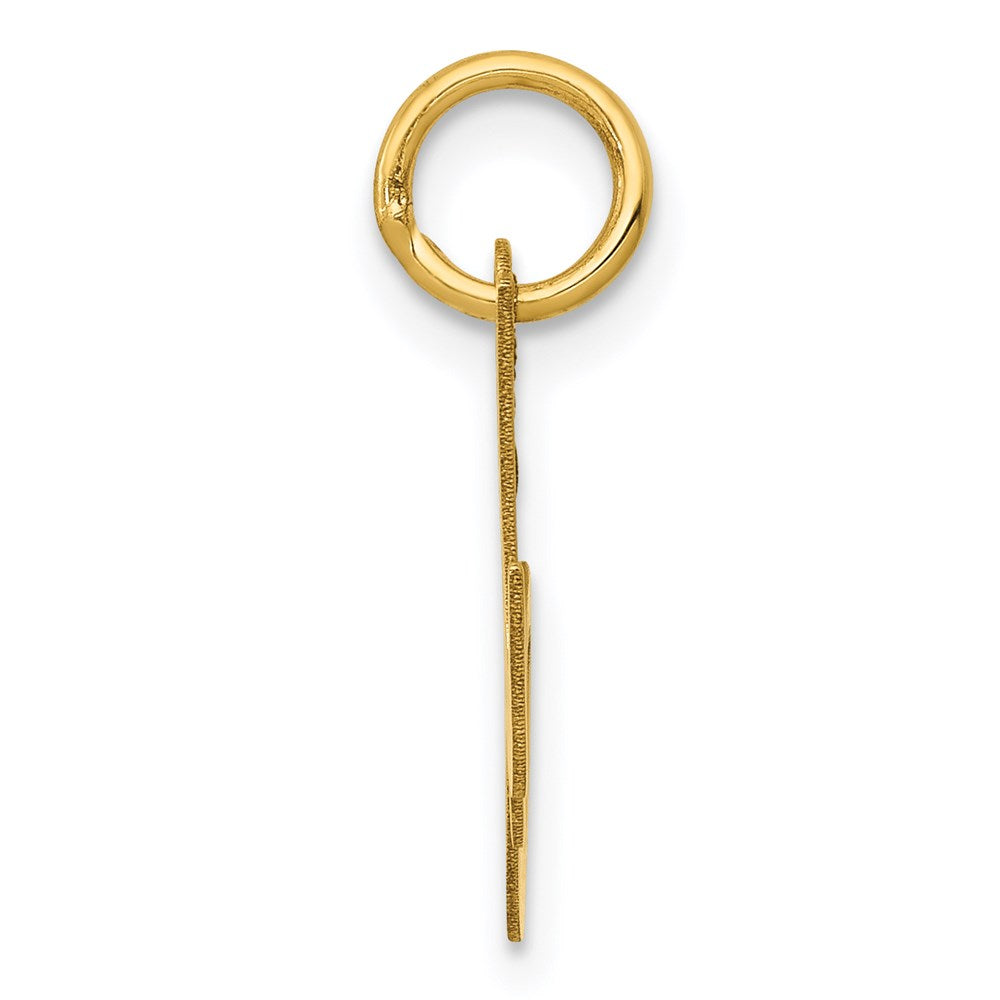 Alternate view of the 14k Yellow Gold, Ella Collection, Small Fancy Script Initial M Pendant by The Black Bow Jewelry Co.