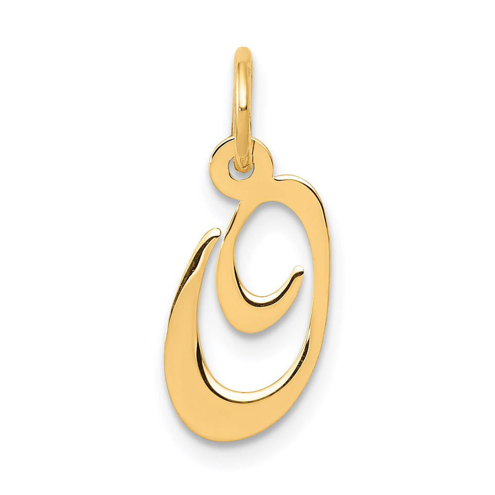 14k Yellow Gold, Ella Collection, Small Fancy Script Initial O Pendant, Item P26829-O by The Black Bow Jewelry Co.