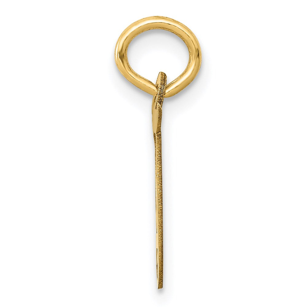 Alternate view of the 14k Yellow Gold, Ella Collection, Small Fancy Script Initial T Pendant by The Black Bow Jewelry Co.