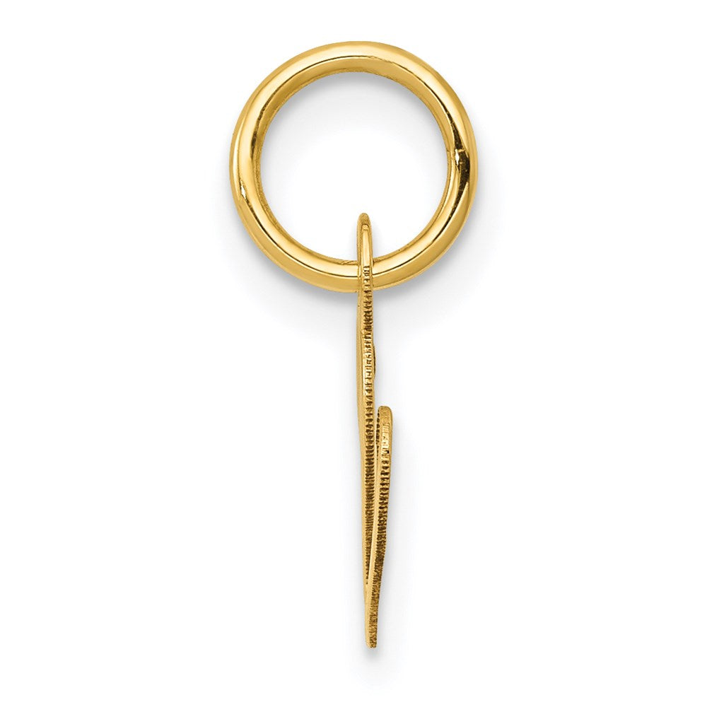 Alternate view of the 14k Yellow Gold, Ella Collection, Small Fancy Script Initial V Pendant by The Black Bow Jewelry Co.