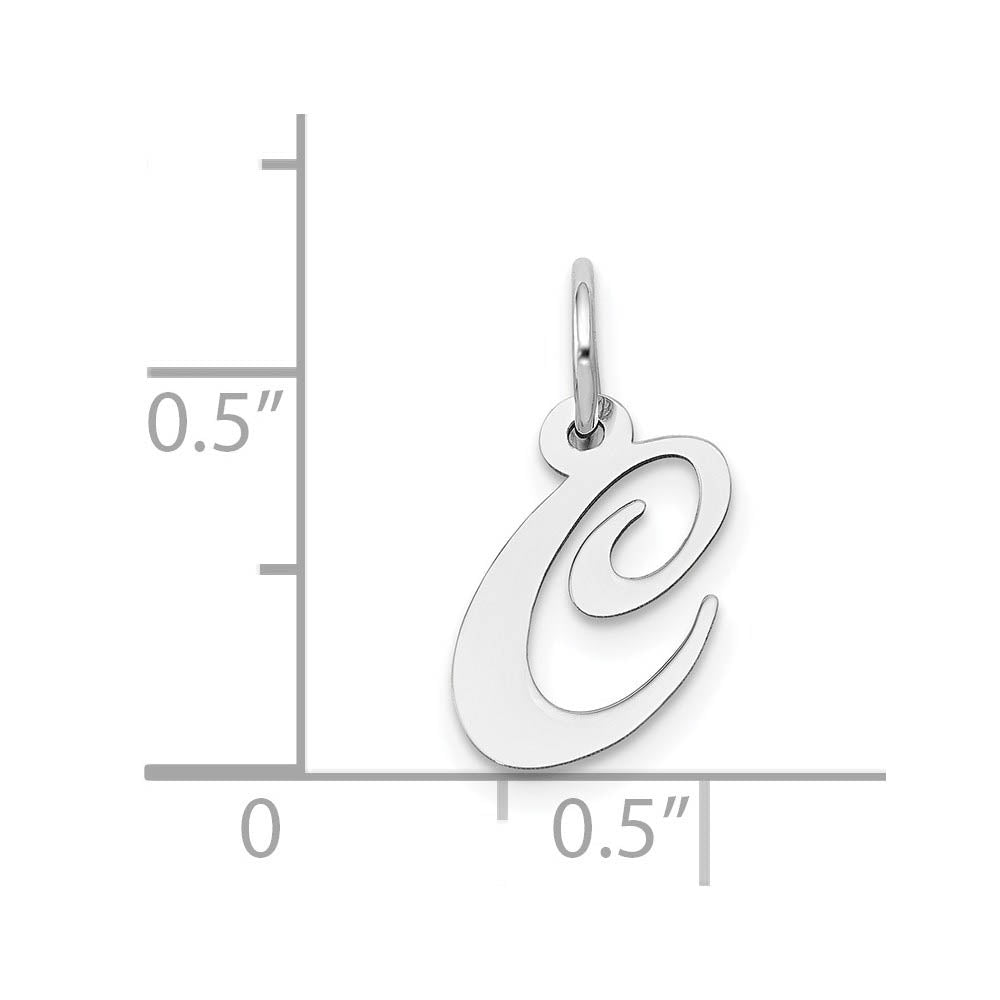 Alternate view of the 14k White Gold, Ella Collection, Small Fancy Script Initial C Pendant by The Black Bow Jewelry Co.