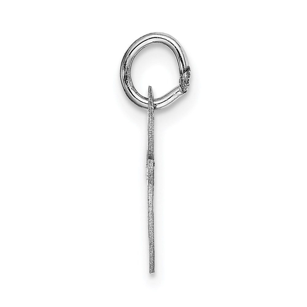 Alternate view of the 14k White Gold, Ella Collection, Small Fancy Script Initial E Pendant by The Black Bow Jewelry Co.