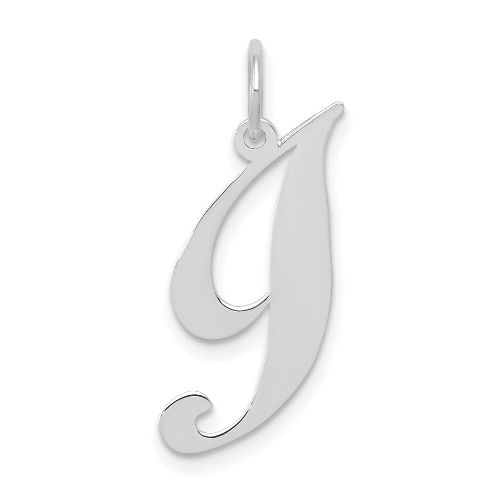 14k White Gold, Ella Collection, Small Fancy Script Initial I Pendant, Item P26830-I by The Black Bow Jewelry Co.