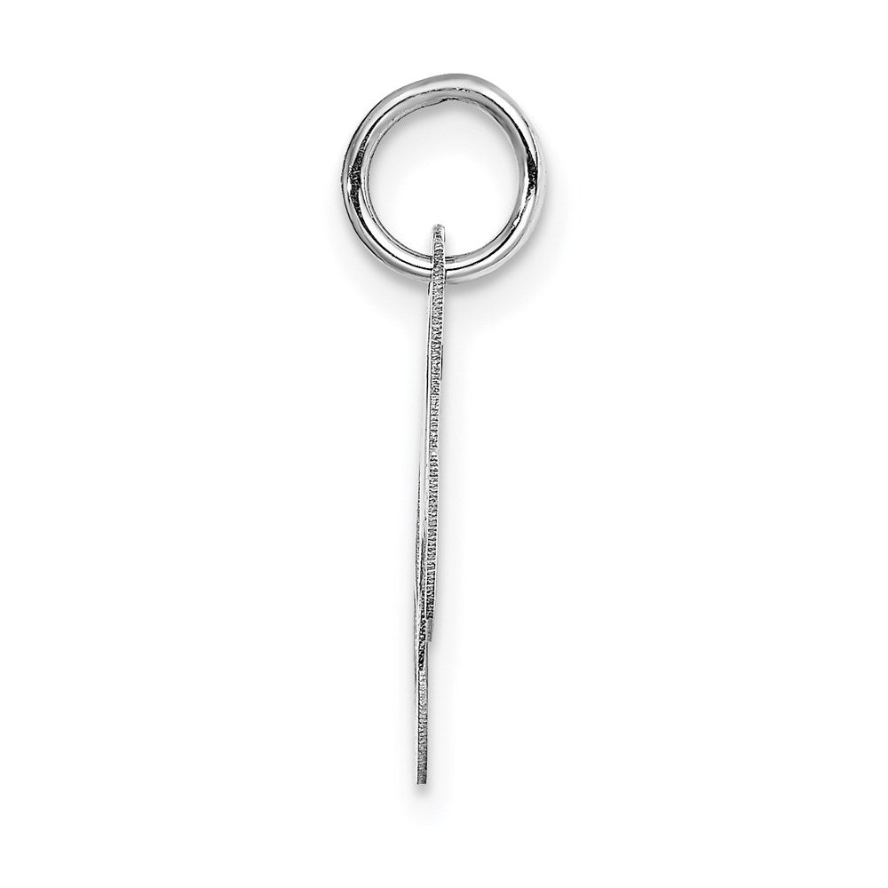 Alternate view of the 14k White Gold, Ella Collection, Small Fancy Script Initial M Pendant by The Black Bow Jewelry Co.