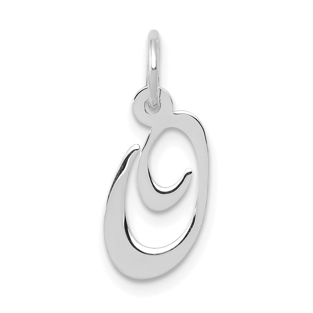 14k White Gold, Ella Collection, Small Fancy Script Initial O Pendant, Item P26830-O by The Black Bow Jewelry Co.