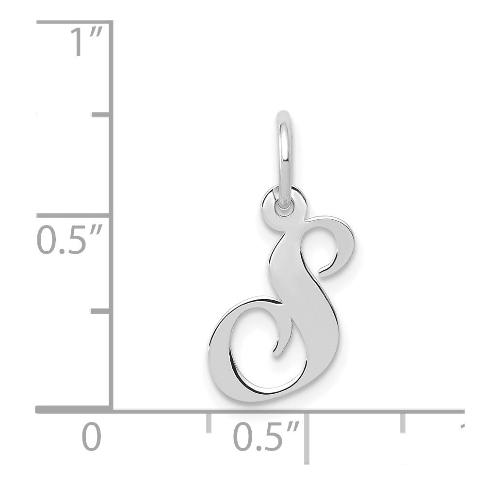 Alternate view of the 14k White Gold, Ella Collection, Small Fancy Script Initial S Pendant by The Black Bow Jewelry Co.