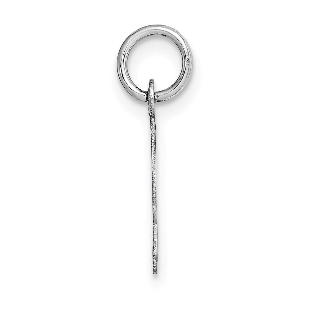 Alternate view of the 14k White Gold, Ella Collection, Small Fancy Script Initial T Pendant by The Black Bow Jewelry Co.