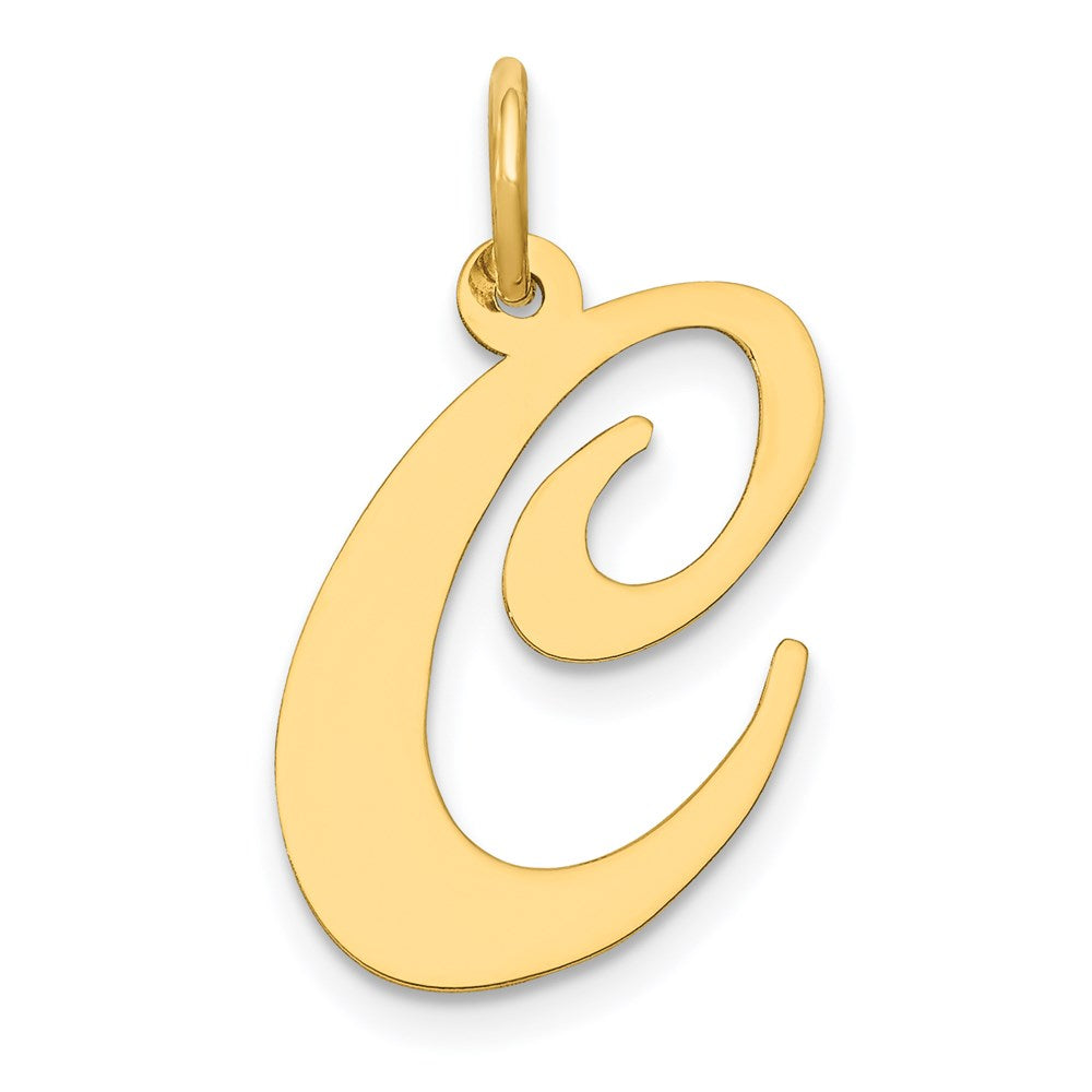 14k Yellow Gold, Ella Collection, LG Fancy Script Initial C Pendant, Item P26831-C by The Black Bow Jewelry Co.
