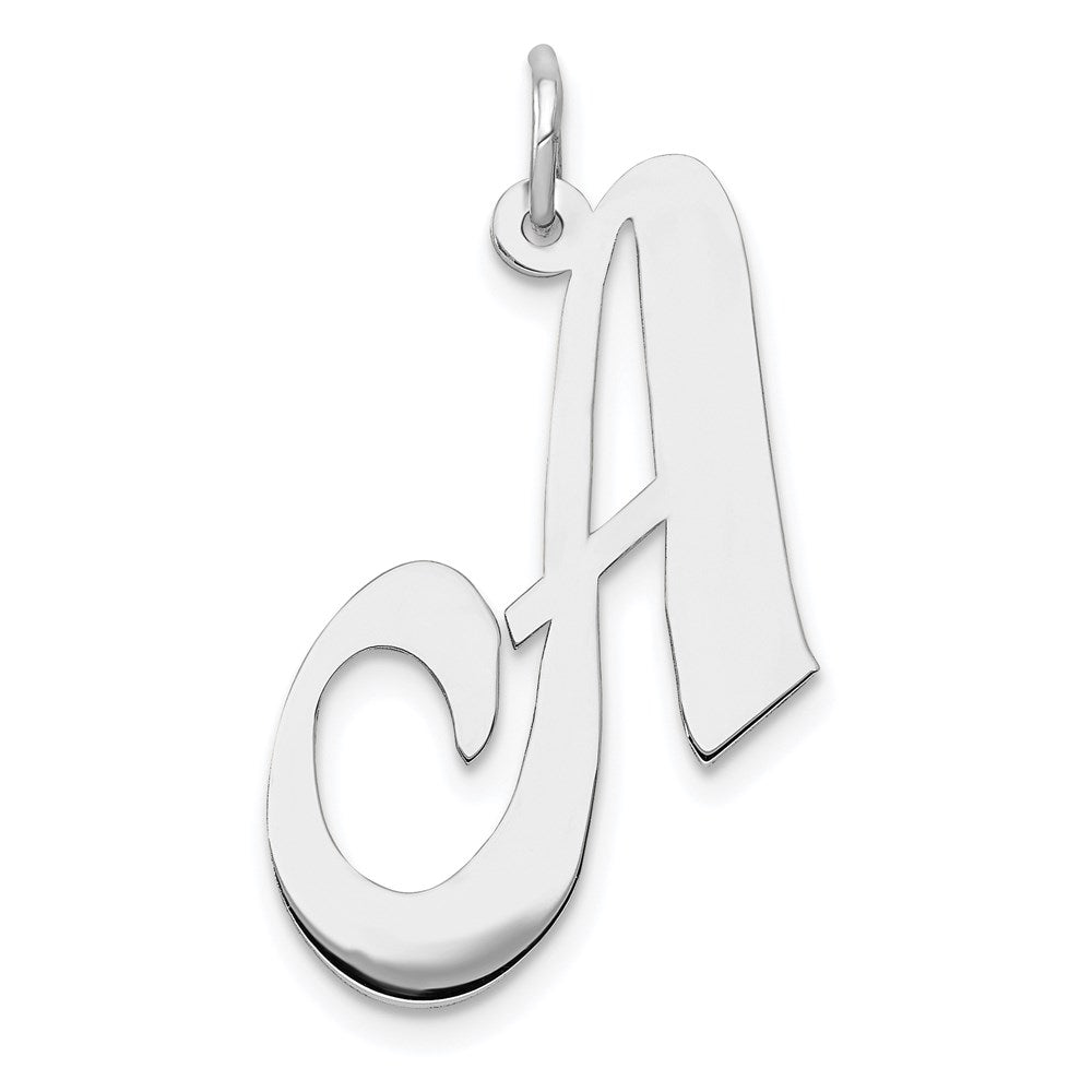 14k White Gold, Ella Collection, LG Fancy Script Initial A Pendant, Item P26832-A by The Black Bow Jewelry Co.