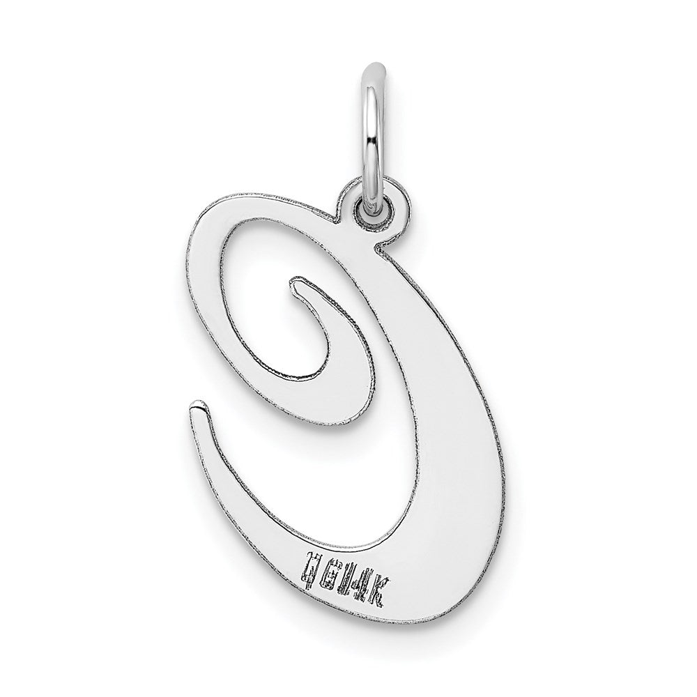 Alternate view of the 14k White Gold, Ella Collection, LG Fancy Script Initial C Pendant by The Black Bow Jewelry Co.