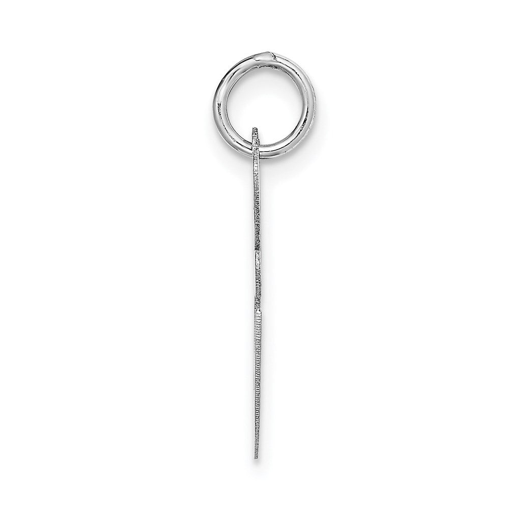 Alternate view of the 14k White Gold, Ella Collection, LG Fancy Script Initial E Pendant by The Black Bow Jewelry Co.